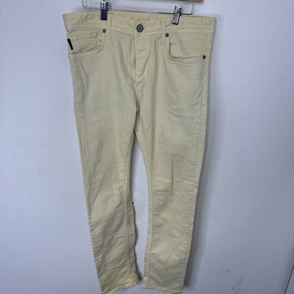 Jack & Jones Jeans Slim Fit Men's 32X32 Yellow Stretch Button Fly - Picture 2 of 7